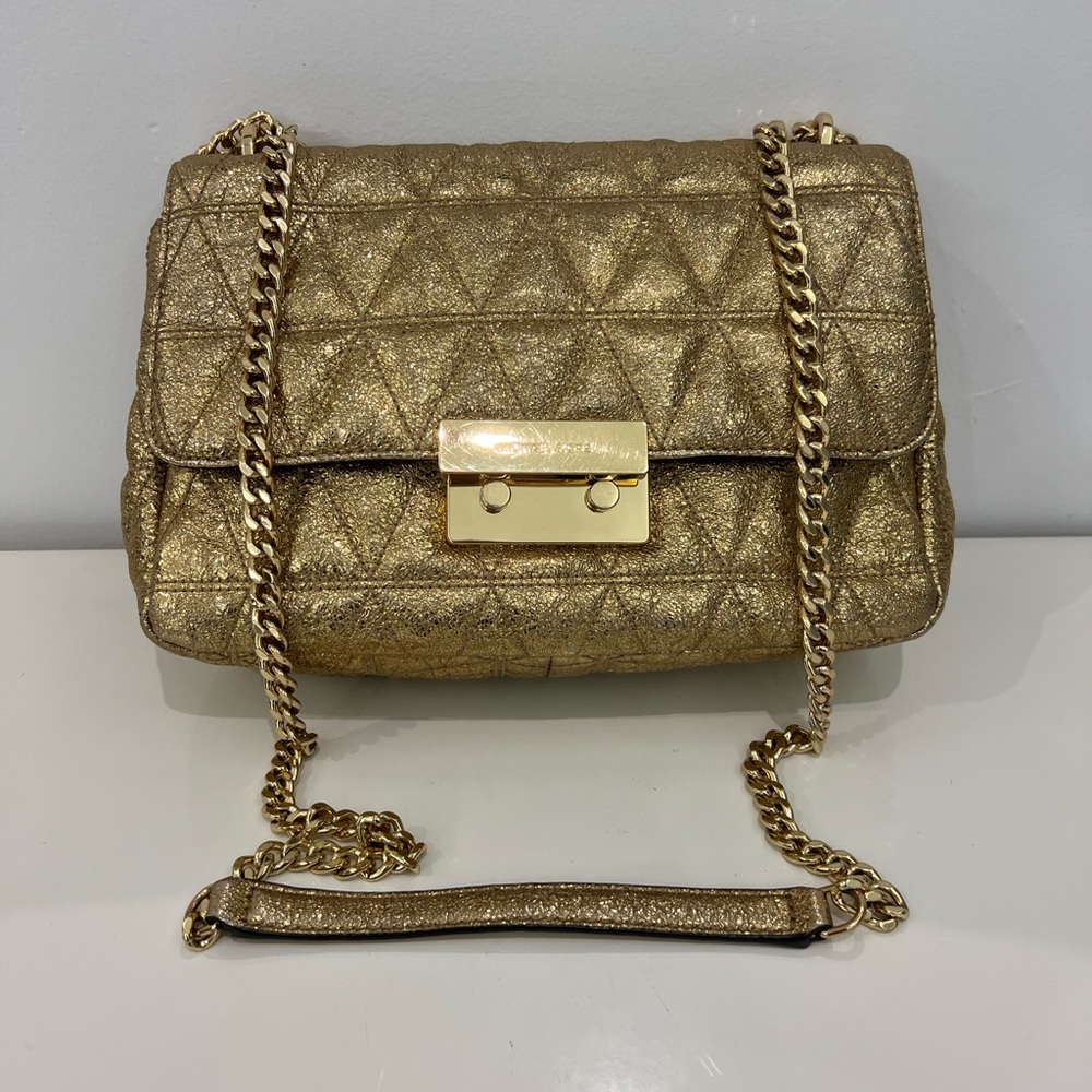 New Michael Kors gold leather bag